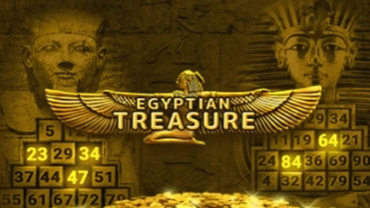 Interface do jogo Egyptian Treasure com temática egípcia